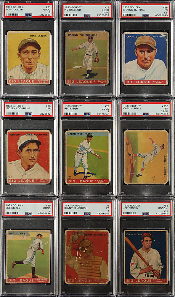 1933 R319 Goudey Partial Set (159/240) Including 12 PSA-Graded Cards