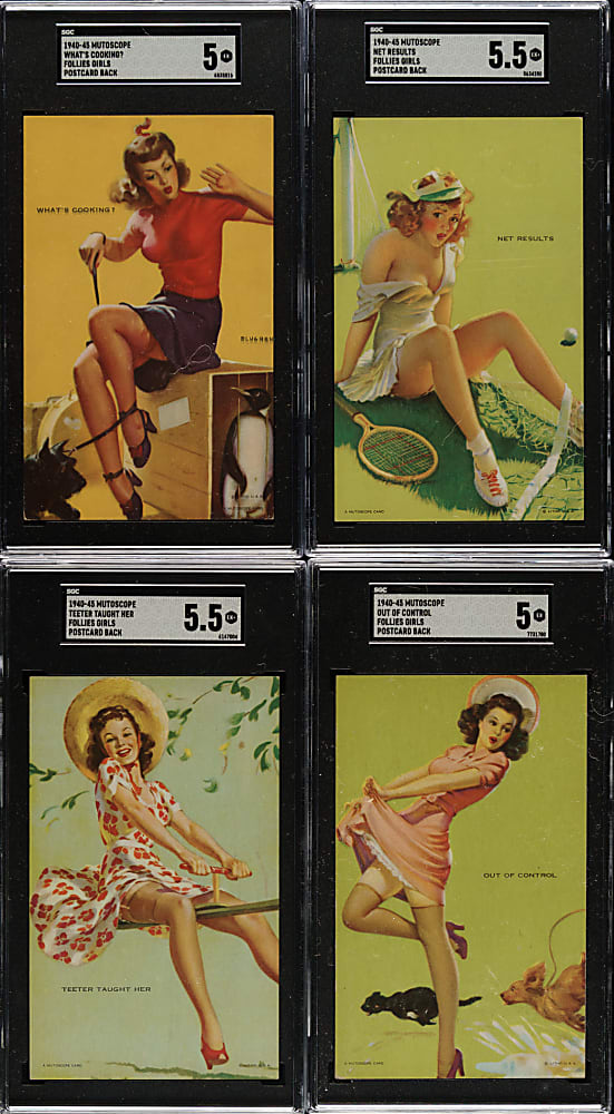 1944 "Follies Girls" Mutoscope Pinup Cards SGC-Graded Partial Set (17/32) - All with Postcard Backs