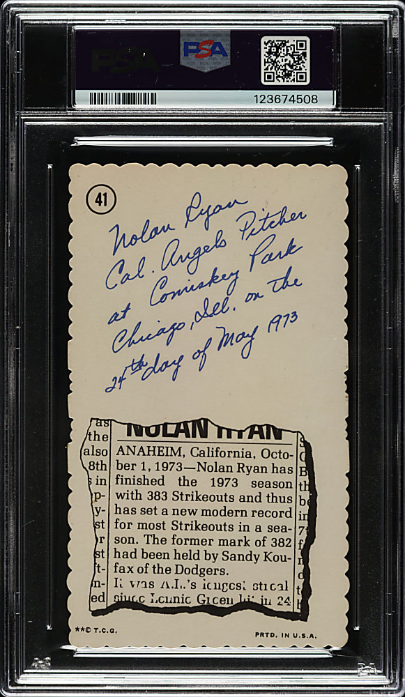 1974 Topps Deckle Edge #41 Nolan Ryan White Back PSA NM-MT 8