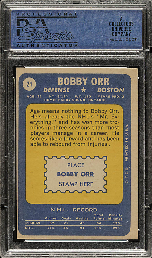 1969-1970 Topps Hockey #24 Bobby Orr PSA NM-MT 8