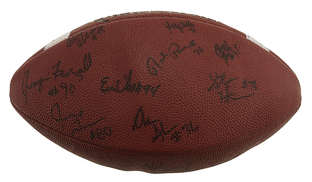 1997 Michigan Wolverines National Championship Team-Signed Football with Charles Woodson, Tom Brady, and Steve Hutchinson - JSA