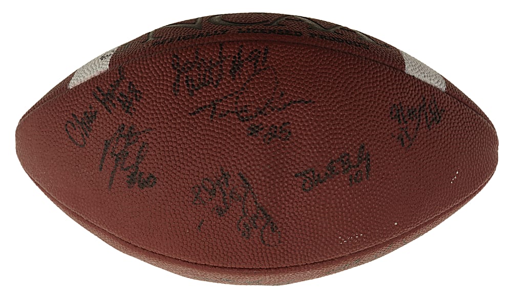 1997 Michigan Wolverines National Championship Team-Signed Football with Charles Woodson, Tom Brady, and Steve Hutchinson - JSA