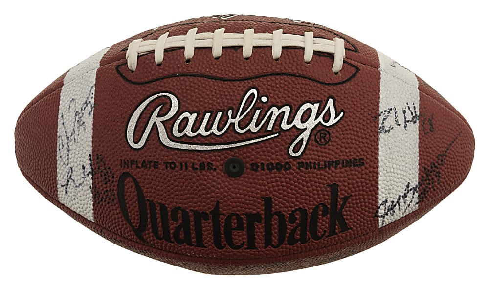 1997 Michigan Wolverines National Championship Team-Signed Football with Charles Woodson, Tom Brady, and Steve Hutchinson - JSA