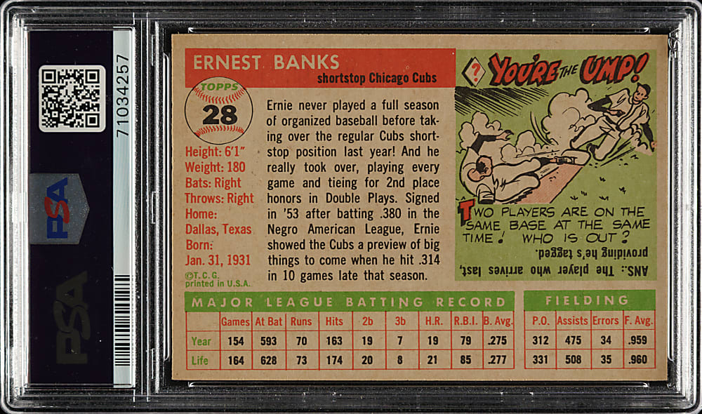 1955 Topps #28 Ernie Banks PSA NM-MT+ 8.5
