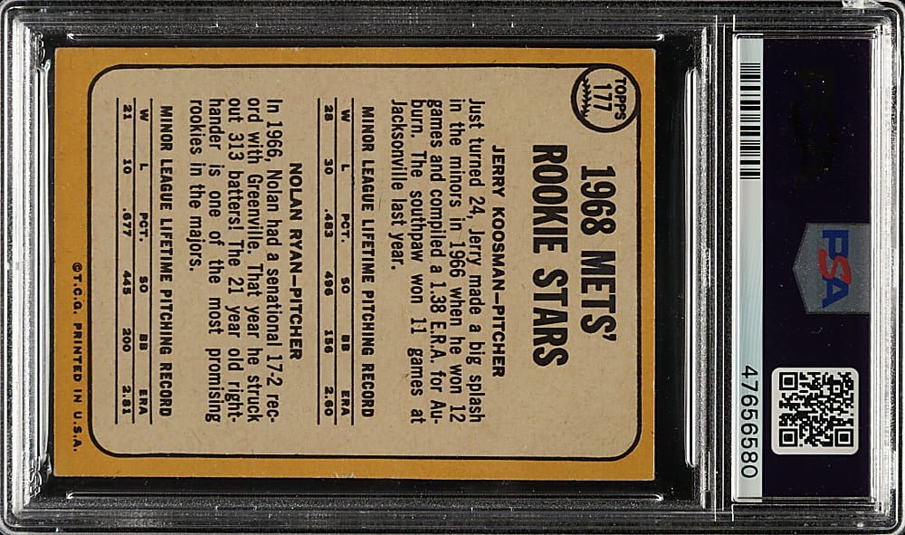 1968 Topps #177 Nolan Ryan Rookie PSA VG-EX+ 4.5