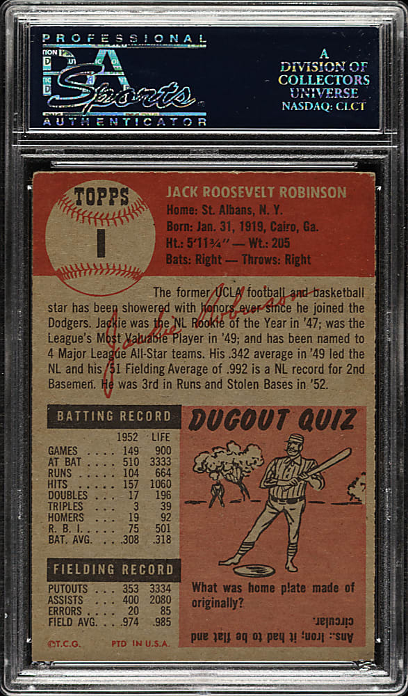 1953 Topps #1 Jackie Robinson PSA VG-EX 4