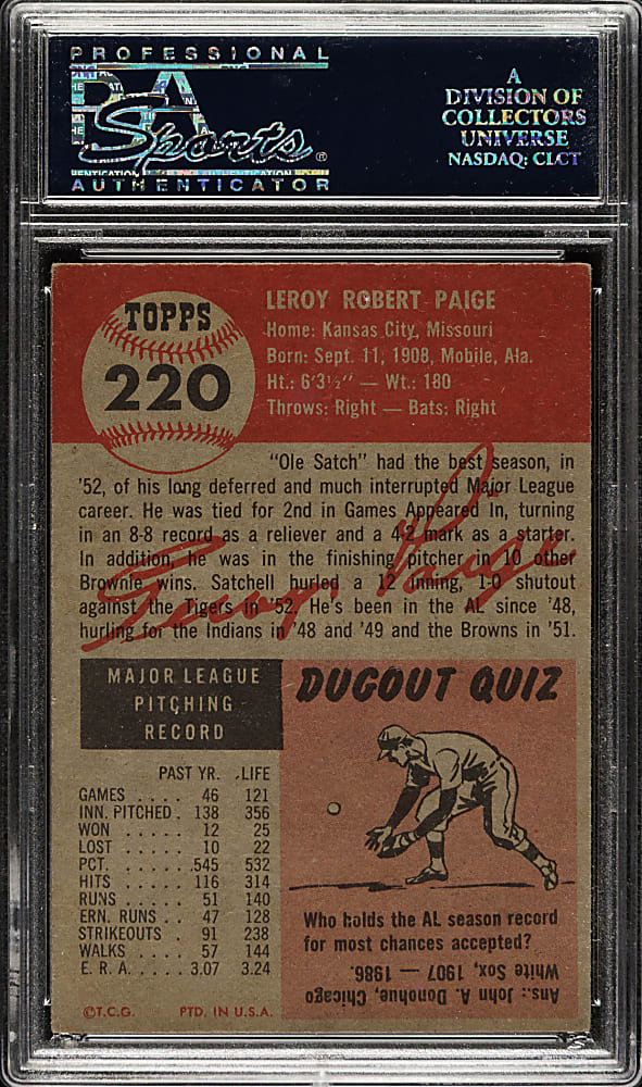 1953 Topps #220 Satchel Paige PSA VG-EX+ 4.5