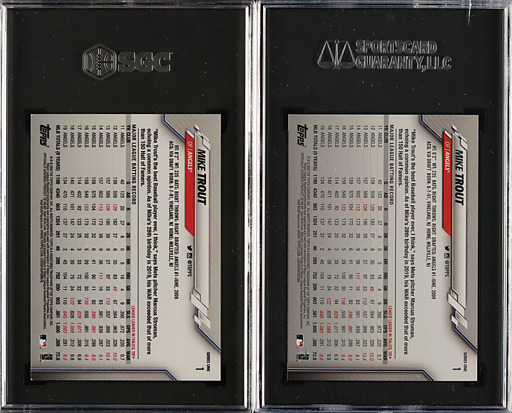 2020 Topps #1 Mike Trout Reverse Negative SSSP SGC MINT 9