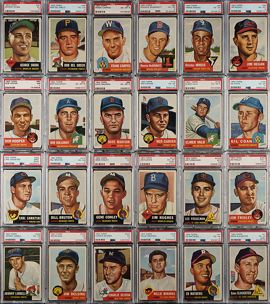 1953 Topps Near-Complete Set (262/274) Including 40 PSA-Graded Cards
