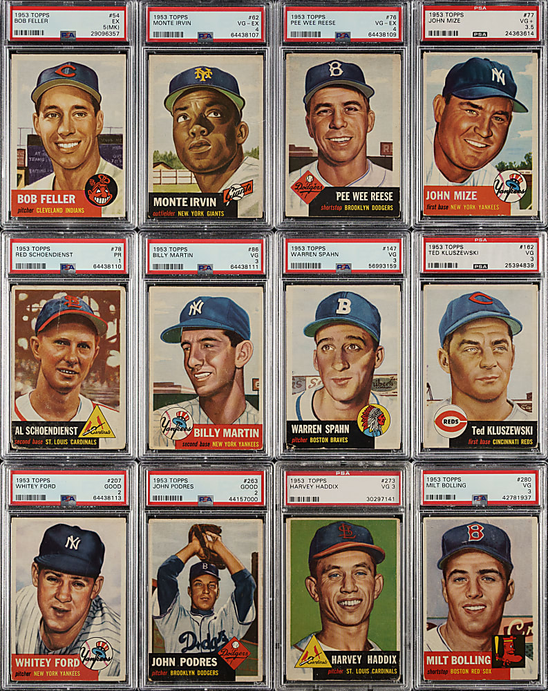 1953 Topps Near-Complete Set (262/274) Including 40 PSA-Graded Cards