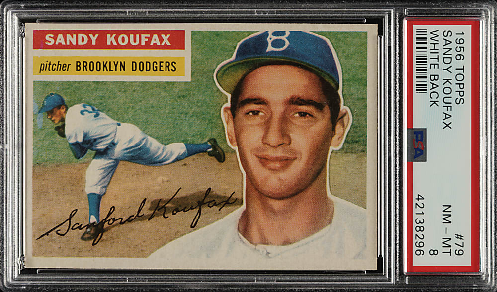1956 Topps #79 Sandy Koufax White Back PSA NM-MT 8