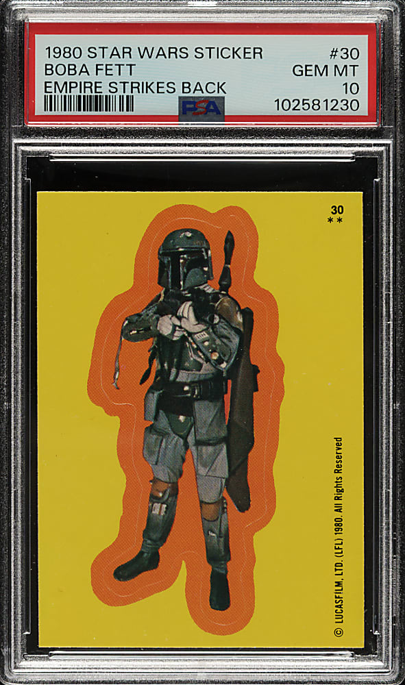 1980 Topps "Star Wars: The Empire Strikes Back" Sticker #30 Boba Fett PSA GEM MINT 10