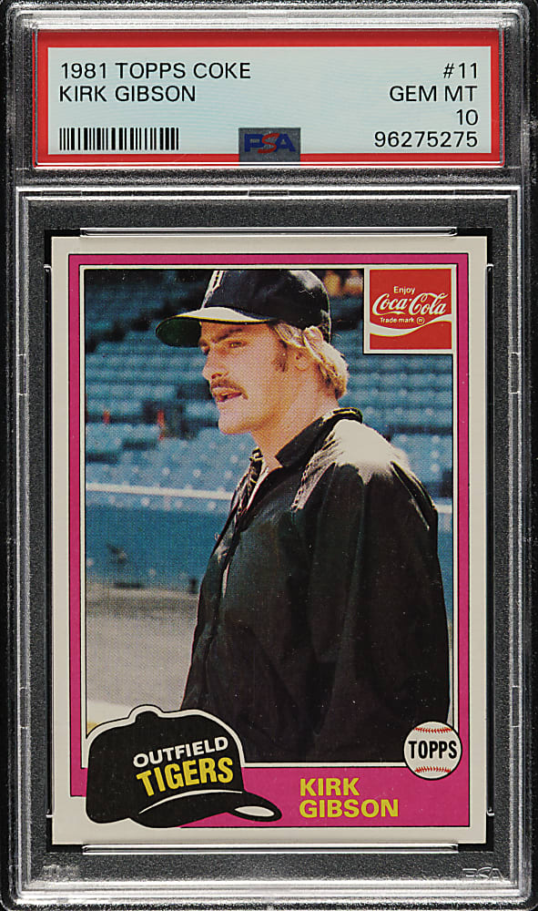 1981 Topps Coca-Cola Detroit Tigers #11 Kirk Gibson PSA GEM MINT 10