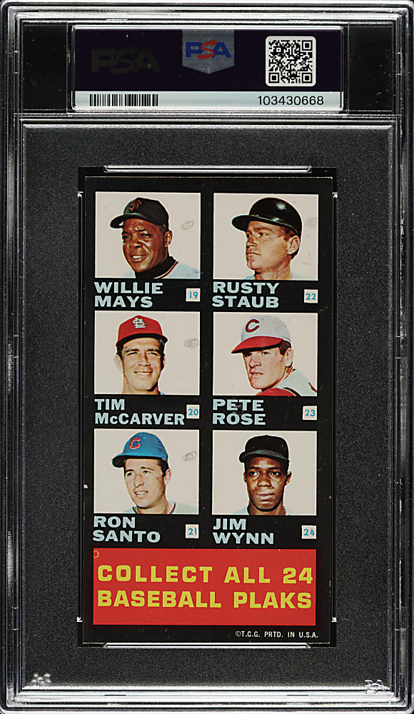 1968 Topps Plaks Checklist #2 National League Including Aaron, Clemente, Mays, and Rose PSA GOOD 2