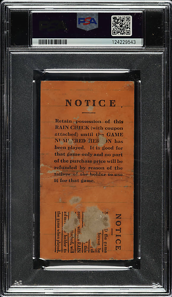 1927 New York Yankees (vs. Pittsburgh Pirates) World Series Game 3 Ticket Stub - Babe Ruth Home Run - PSA