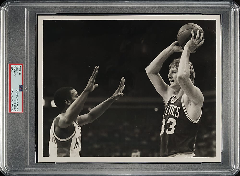 Circa 1980s Larry Bird Original Malcolm Emmons Photograph PSA/DNA Type I