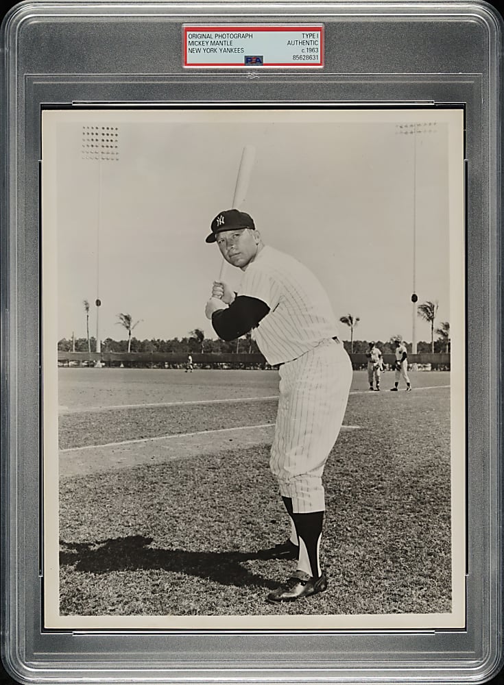 Circa 1963s Mickey Mantle Original New York Yankees Photograph PSA/DNA Type I - Image Used for 1963 Lenox Hill Hospital Postcard