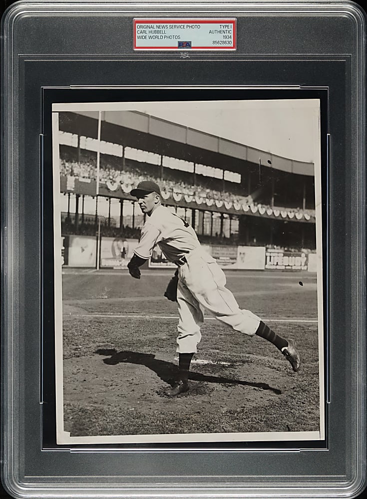 1934 Carl Hubbell Original World Wide News Service Photograph PSA/DNA Type I