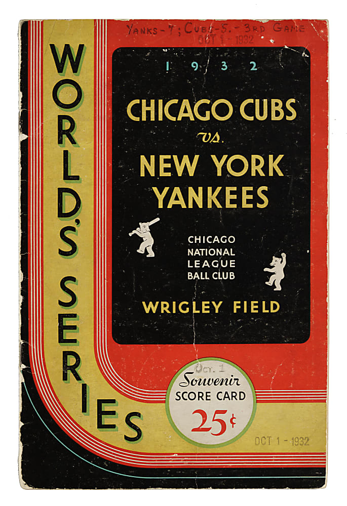 1932 Chicago Cubs (vs. New York Yankees) World Series Game 3 Program - Babe Ruth's "Called Shot"