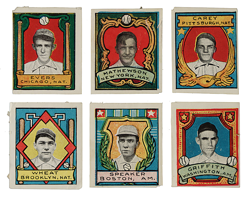 1911 T332 Helmar Stamps Baseball and Actresses Collection (47) Including Mathewson, Speaker, Evers, and Wheat