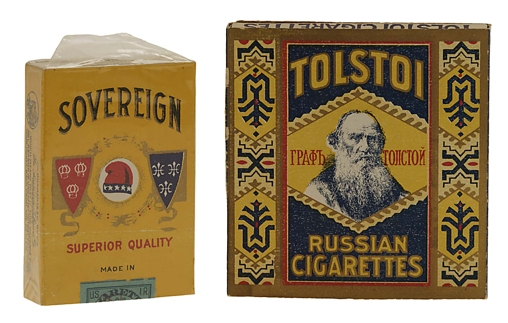 Circa 1910 Tolstoi and 1932 Sovereign Cigarettes Pack Pair