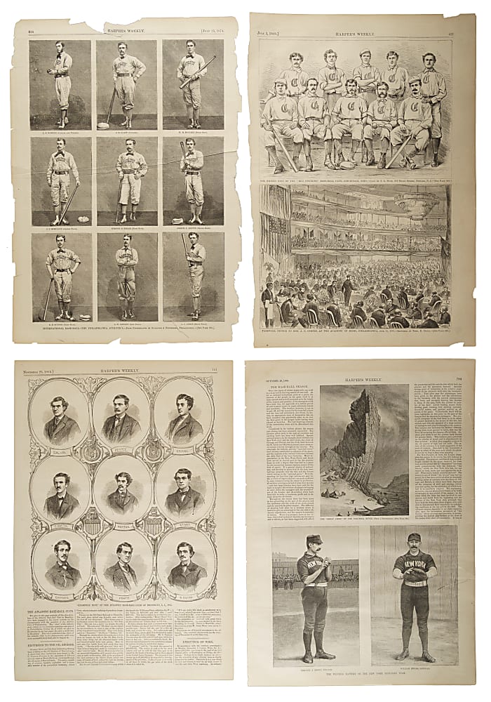 1865 to 1888 Harper's Weekly Baseball Collection (12) Including 1869 Cincinnati Red Stockings