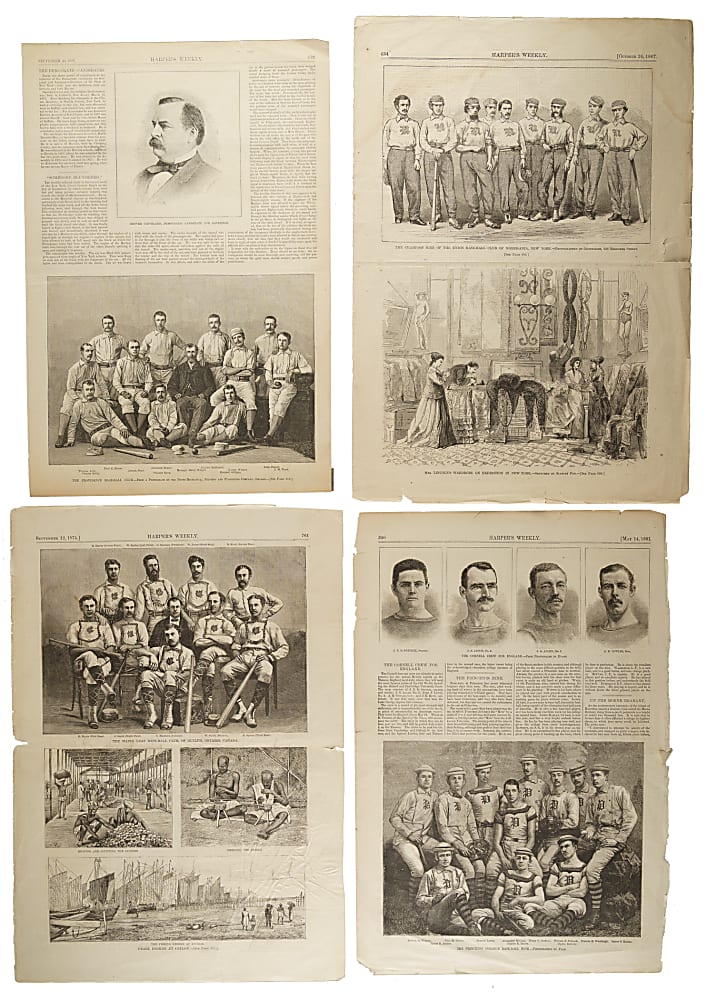1865 to 1888 Harper's Weekly Baseball Collection (12) Including 1869 Cincinnati Red Stockings