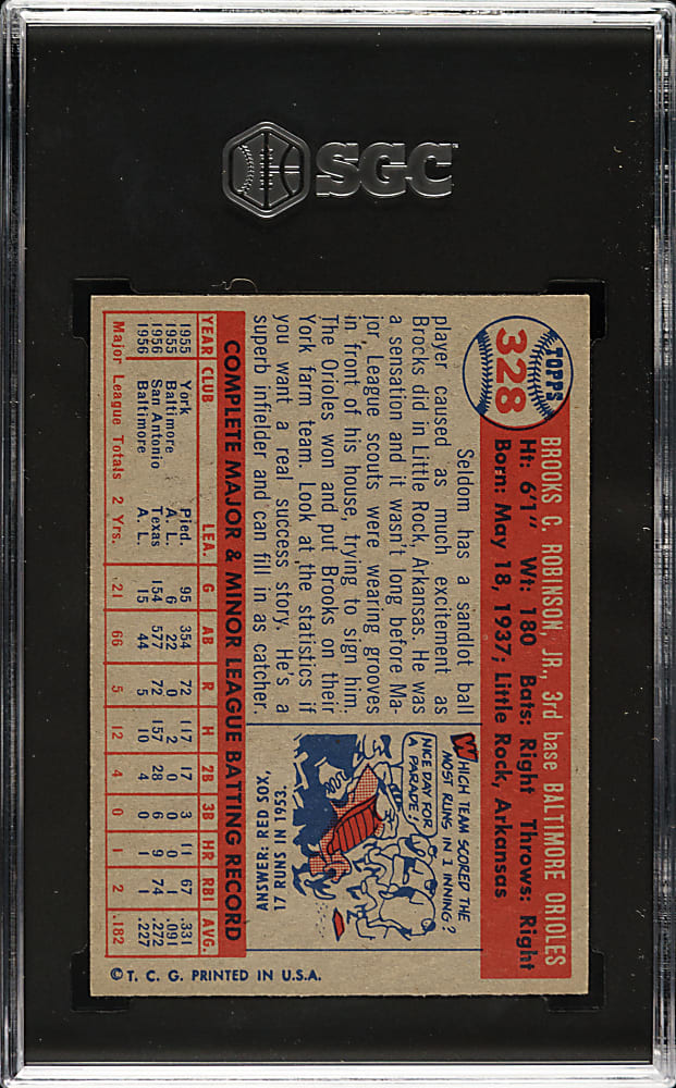 1957 Topps #328 Brooks Robinson Rookie SGC EX/NM+ 6.5