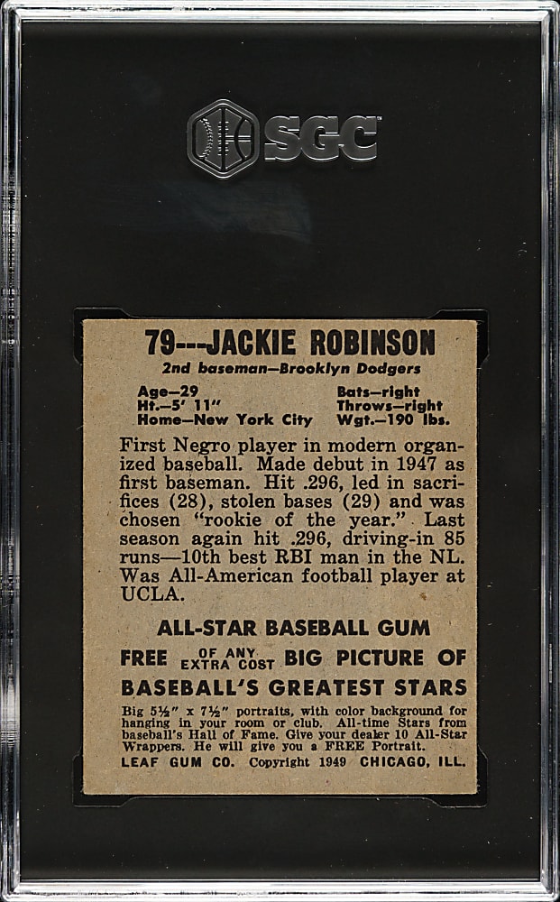 1948-1949 Leaf #79 Jackie Robinson Rookie SGC VG/EX 4