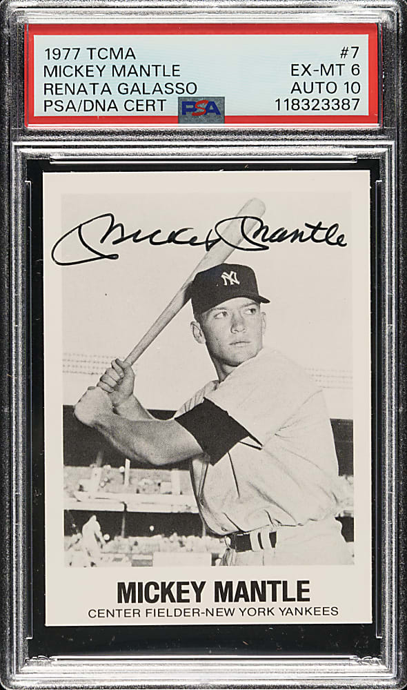 Signed 1977 TCMA Renata Galasso #7 Mickey Mantle PSA EX-MT 6 with GEM MINT 10 Signature