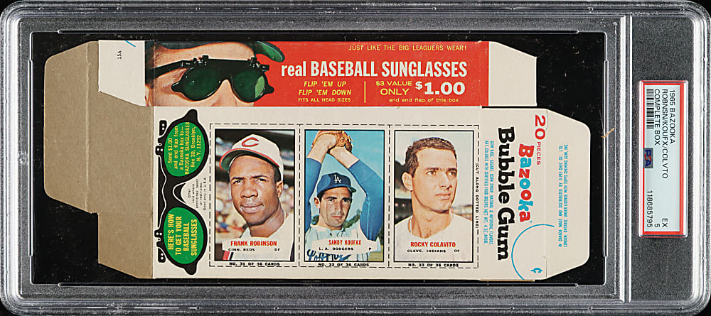 1965 Bazooka Complete Box with Frank Robinson and Sandy Koufax PSA EX 5