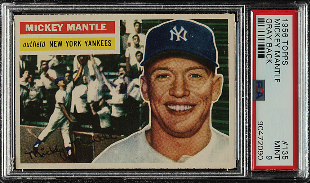 1956 Topps #135 Mickey Mantle Gray Back PSA MINT 9