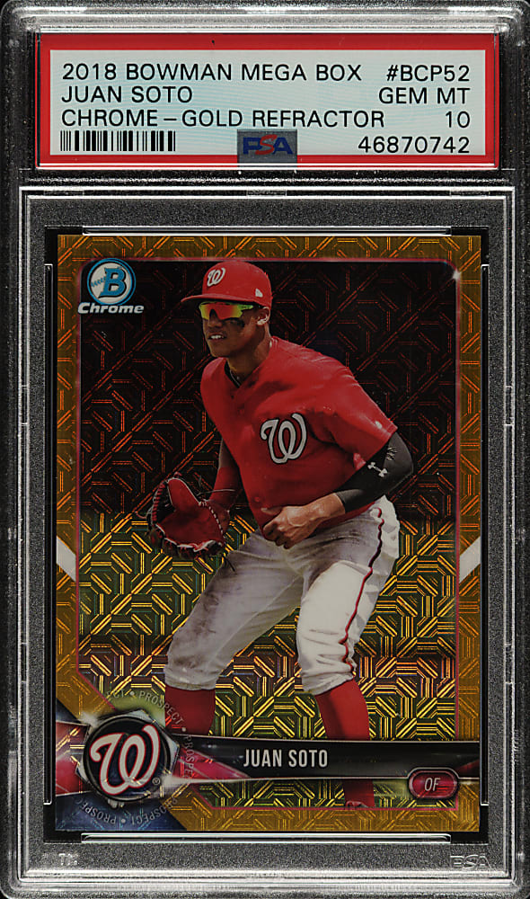2018 Bowman Mega Box Chrome #BCP52 Juan Soto Gold Refractor #31/50 PSA GEM MINT 10