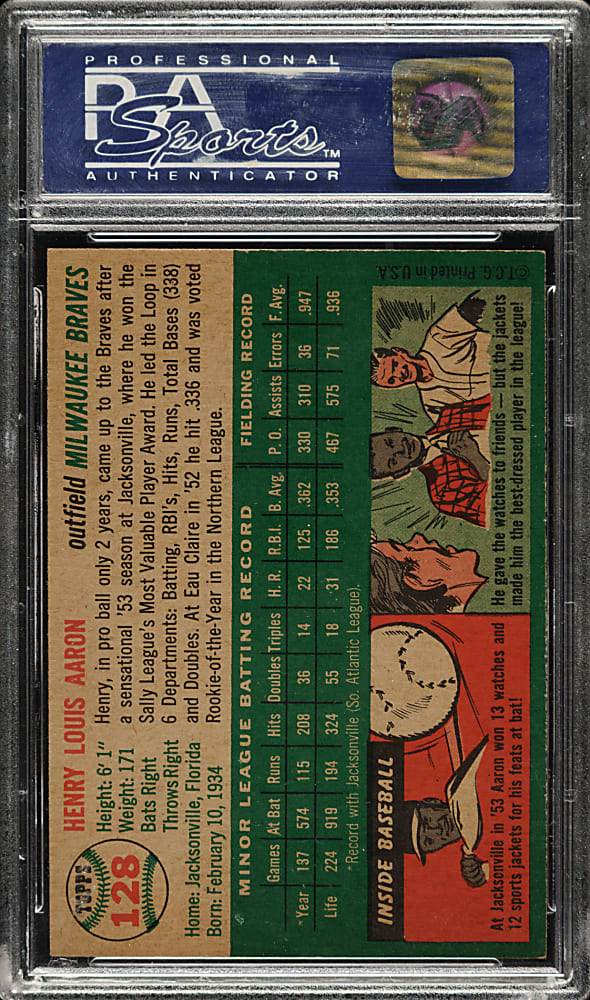 1954 Topps #128 Hank Aaron Rookie PSA NM-MT 8