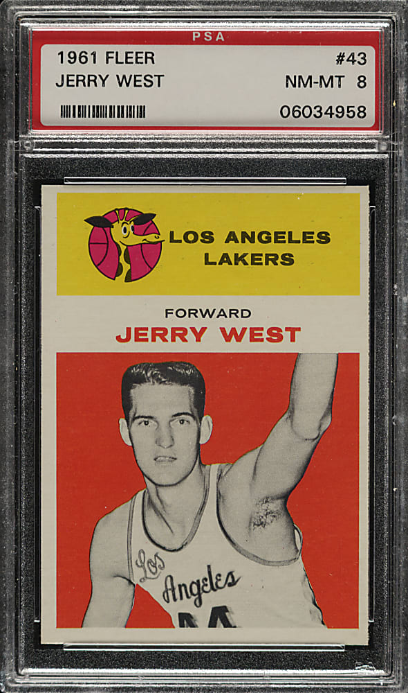 1961-1962 Fleer Basketball #43 Jerry West Rookie PSA NM-MT 8