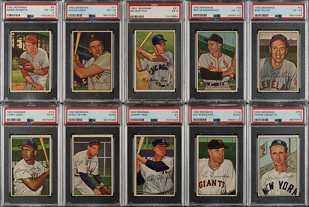 1952 Bowman PSA-Graded Partial Set (109/252) Including Campanella, Hodges, and Snider