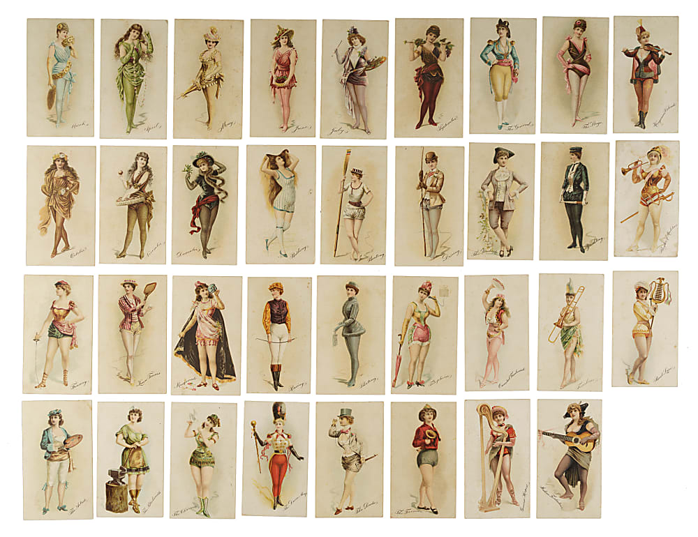 Circa 1888 N285 Buchner & Co. "Morning Glory Maidens" Partial Set (32/51) Plus Seven N286 "Musical Instruments Girls"