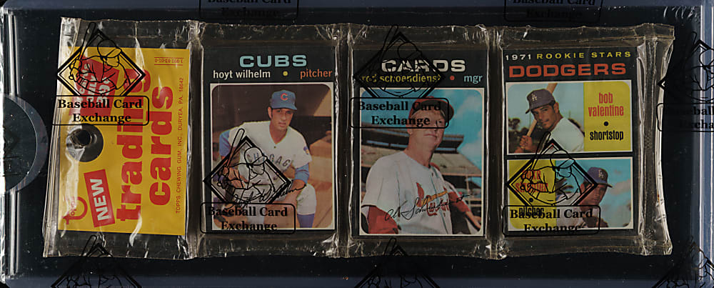 1971 Topps Second Series Unopened Rack Pack - Wilhelm and Schoendienst on Top / Bench and Kaat on Back - BBCE