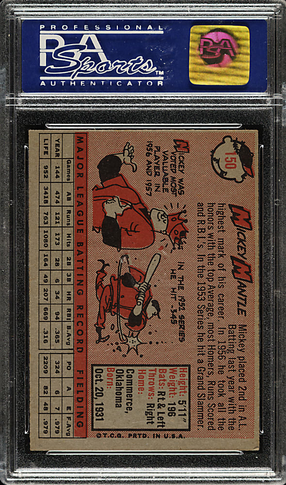 1958 Topps #150 Mickey Mantle PSA NM 7