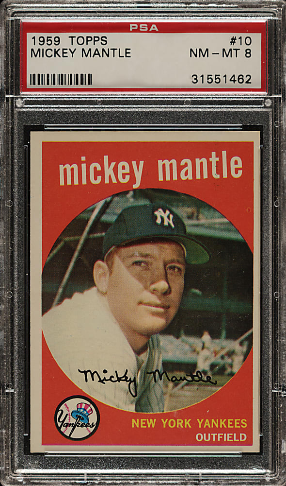 1959 Topps #10 Mickey Mantle PSA NM-MT 8