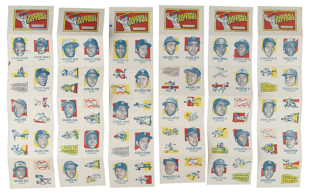 1971 Topps Tattoos Complete Sheet Set (16)