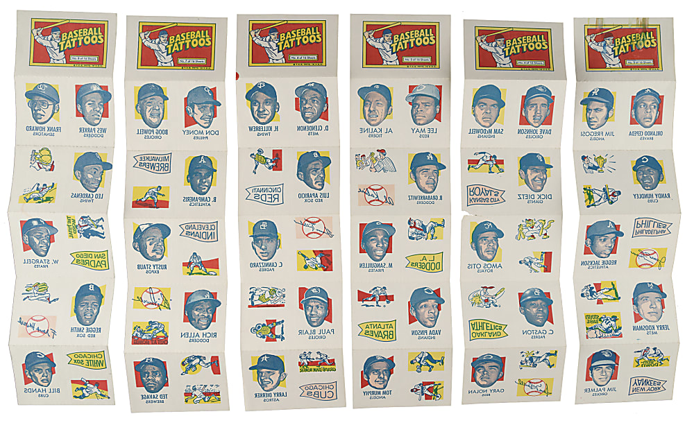 1971 Topps Tattoos Complete Sheet Set (16)