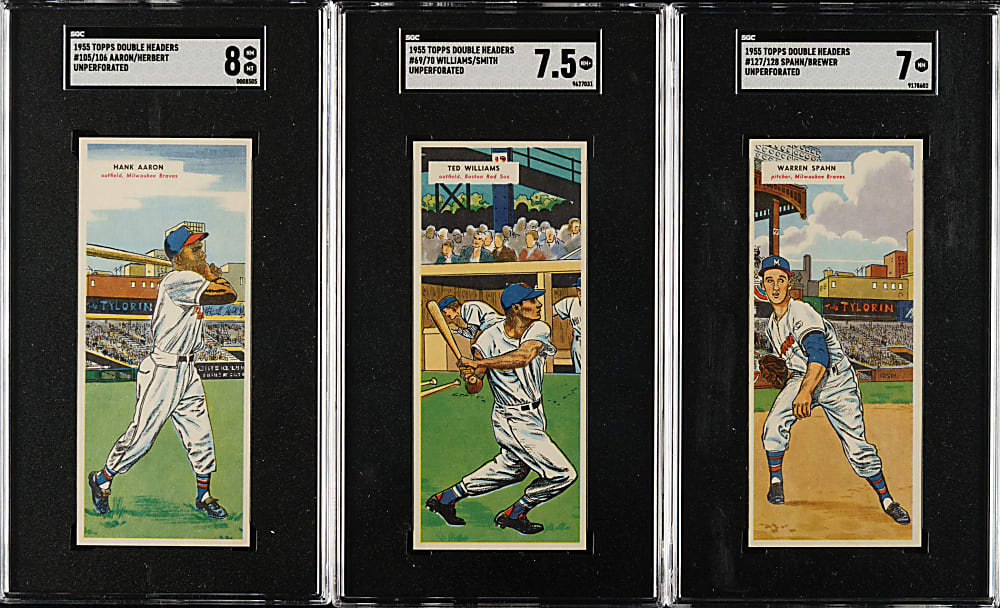 High-Grade 1955 Topps Doubleheaders Complete Unperforated Proof Set (66) Including 19 SGC-Graded Cards