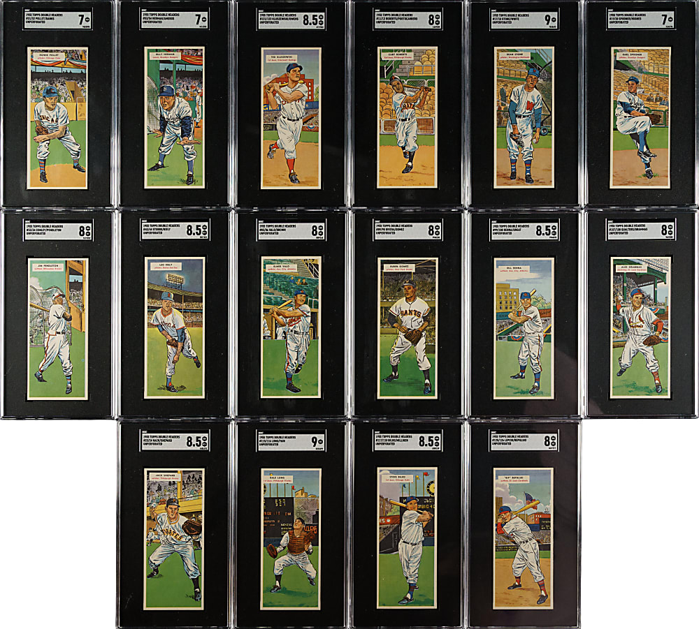 High-Grade 1955 Topps Doubleheaders Complete Unperforated Proof Set (66) Including 19 SGC-Graded Cards