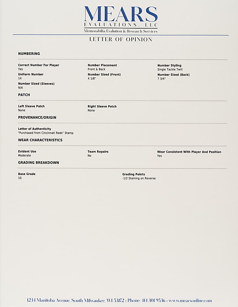 1984 Pete Rose Cincinnati Reds Signed Game-Used Home Jersey MEARS A9.5