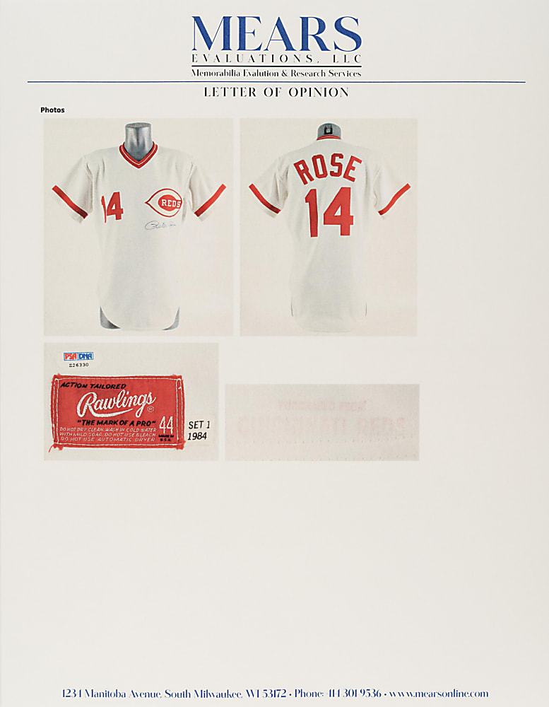 1984 Pete Rose Cincinnati Reds Signed Game-Used Home Jersey MEARS A9.5