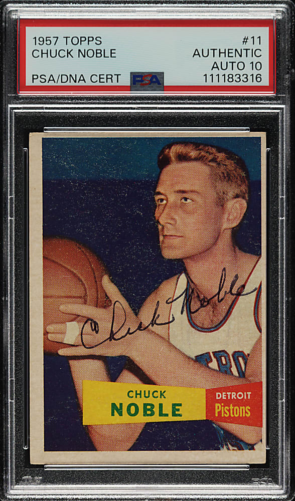 Signed 1957-1958 Topps Basketball #11 Chuck Noble PSA/DNA GEM MINT 10
