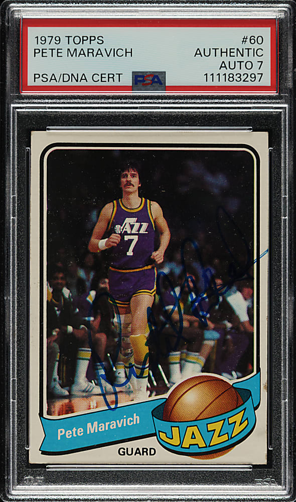 Signed 1979-1980 Topps Basketball #60 Pete Maravich PSA/DNA NM 7