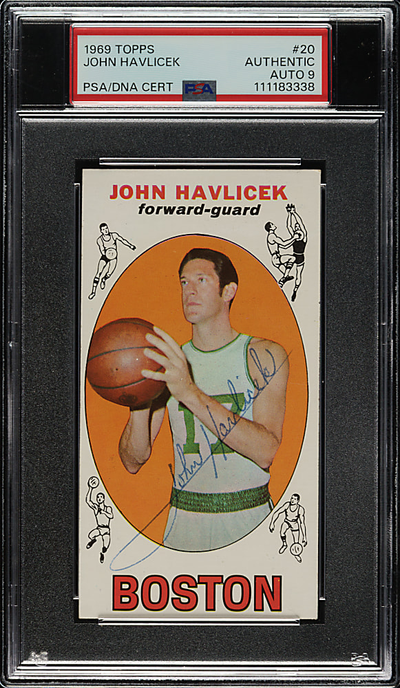 Signed 1969-1970 Topps Basketball #20 John Havlicek Rookie PSA/DNA MINT 9
