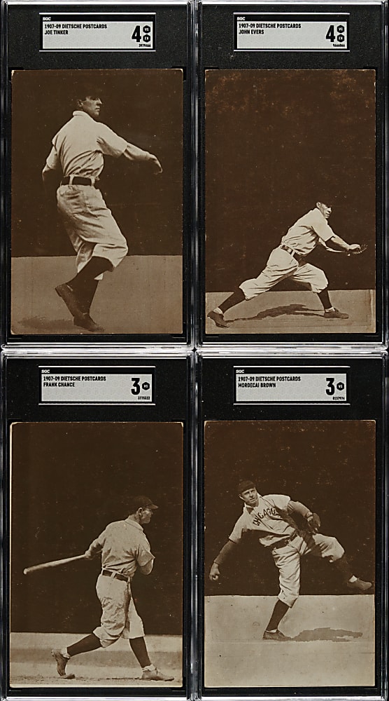 1907 A. C. Dietsche Chicago Cubs Postcard Complete SGC-Graded Set (15) Including Evers, Tinker, Chance, and Brown